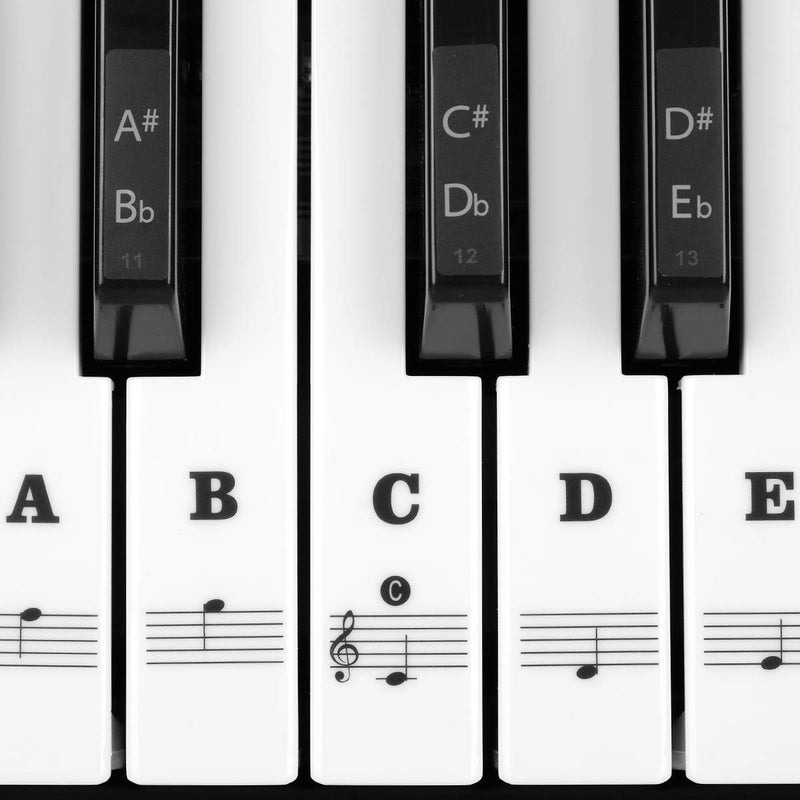 Eison Piano Stickers for Keys, Eison Full Set Piano Keyboard Stickers for 88/61/54/49/37 Keys Removable with Numbers, Leaves No Residue, Color Black - Image 1